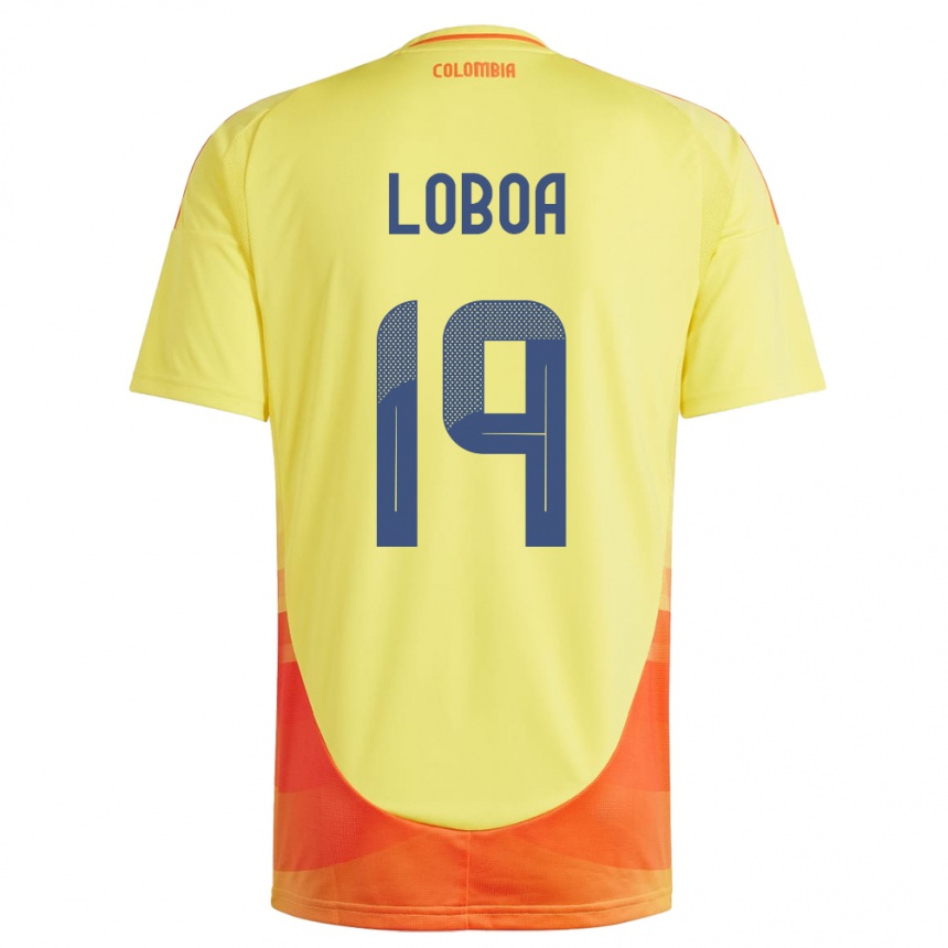 Mann Fotball Colombia Valerin Loboa #19 Gul Hjemmetrøye Drakt Trøye 24-26 Skjorter