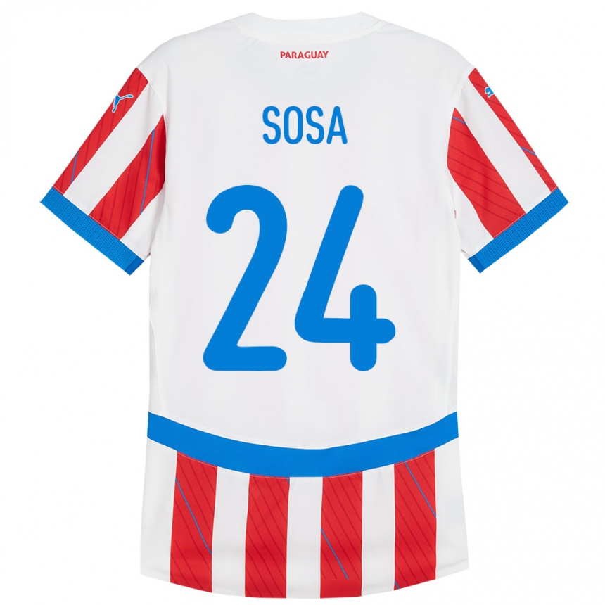 Mann Fotball Paraguay Ramón Sosa #24 Hvit Rød Hjemmetrøye Drakt Trøye 24-26 Skjorter