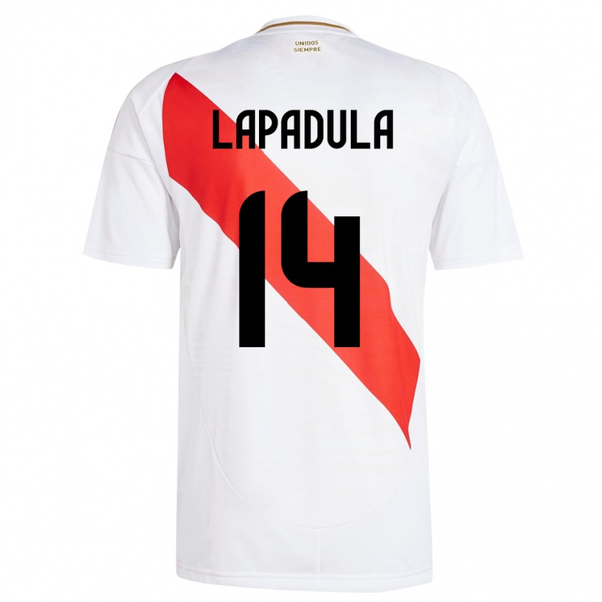 Mann Fotball Peru Gianluca Lapadula #14 Hvit Hjemmetrøye Drakt Trøye 24-26 Skjorter