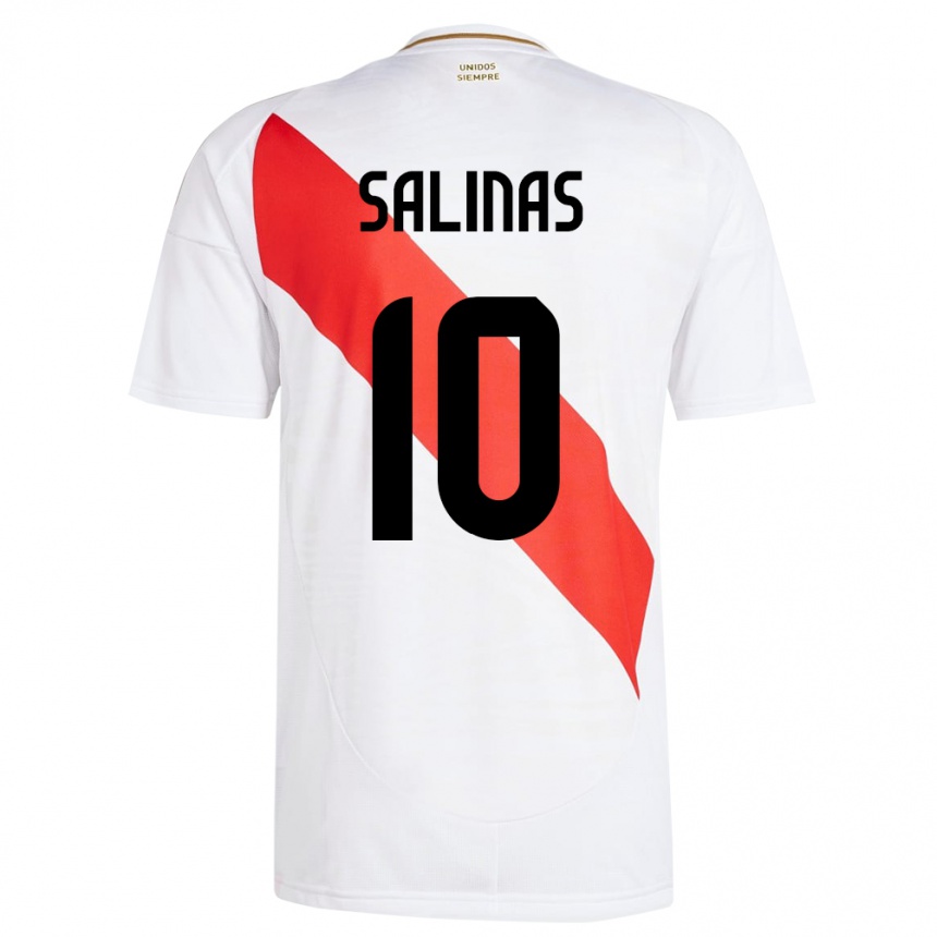 Mann Fotball Peru Thiago Salinas #10 Hvit Hjemmetrøye Drakt Trøye 24-26 Skjorter