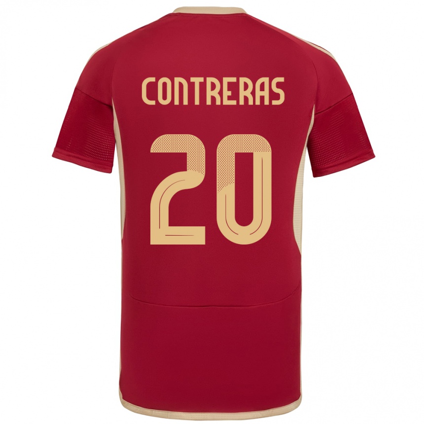 Mann Fotball Venezuela Anderson Contreras #20 Burgunder Hjemmetrøye Drakt Trøye 24-26 Skjorter