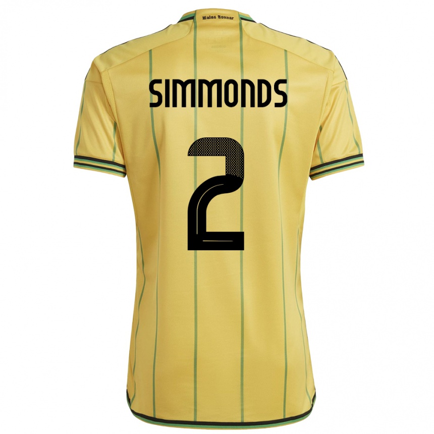 Mann Fotball Jamaica Nicholas Simmonds #2 Gul Hjemmetrøye Drakt Trøye 24-26 Skjorter