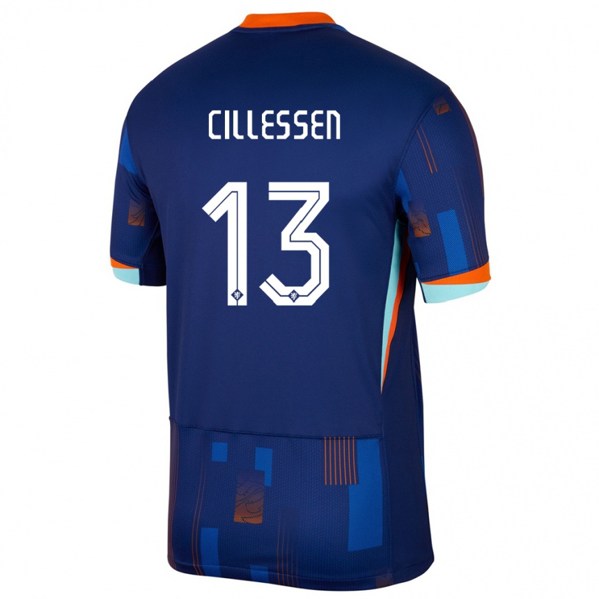 Mann Fotball Nederland Jasper Cillessen #13 Blå Bortetrøye Drakt Trøye 24-26 Skjorter