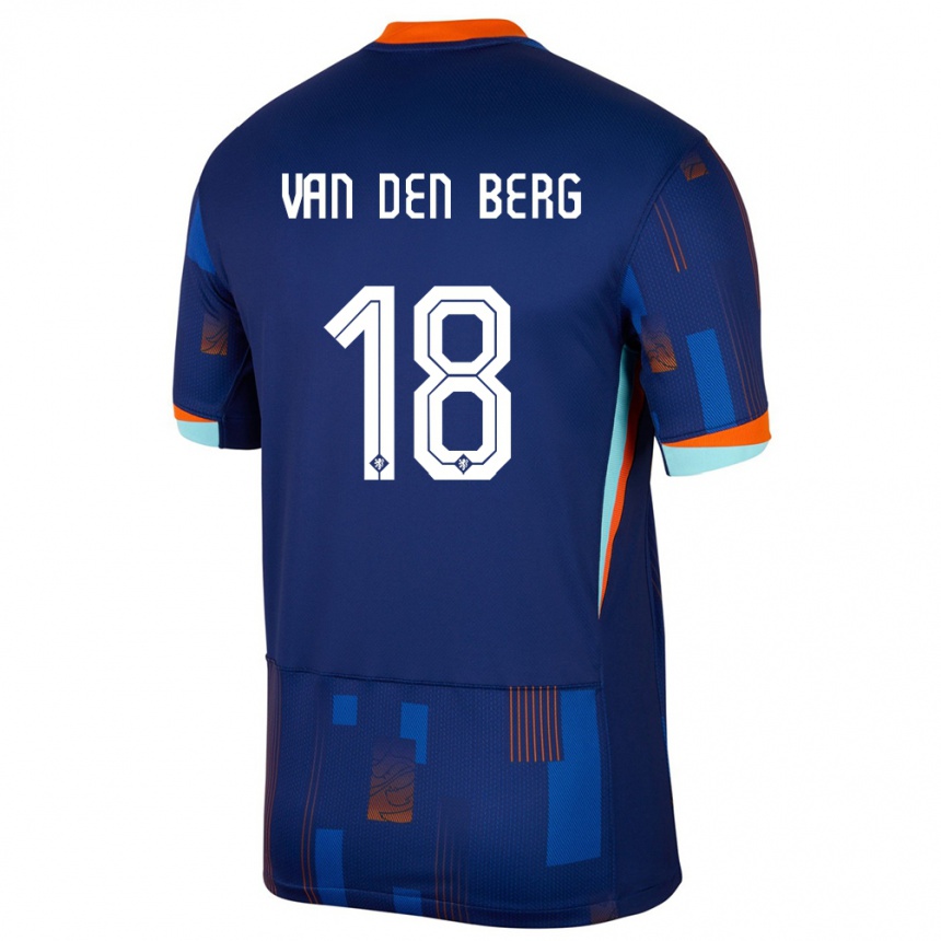 Mann Fotball Nederland Rav Van Den Berg #18 Blå Bortetrøye Drakt Trøye 24-26 Skjorter