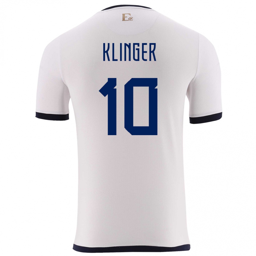 Mann Fotball Ecuador Jose Klinger #10 Hvit Bortetrøye Drakt Trøye 24-26 Skjorter