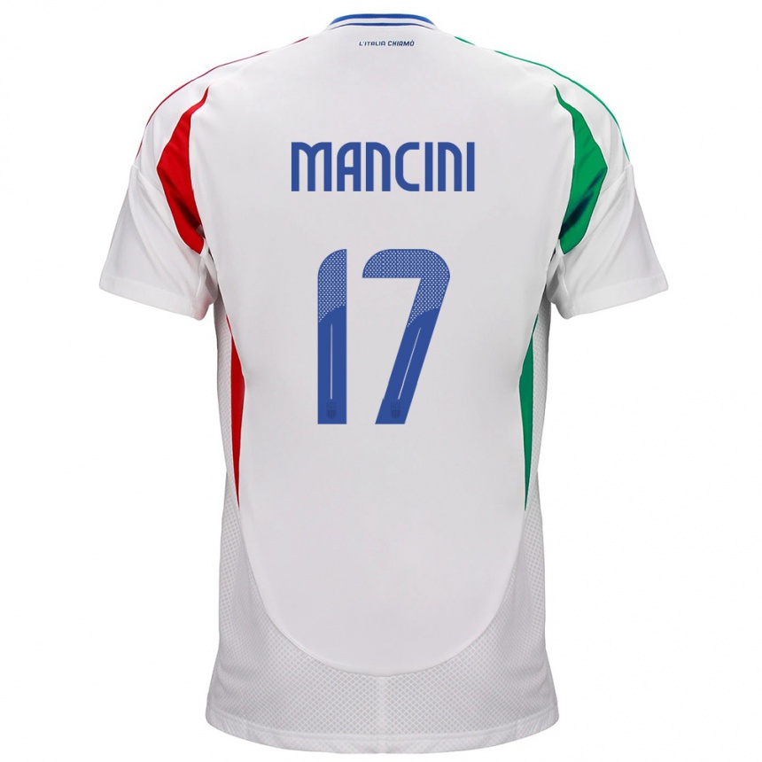 Mann Fotball Italia Gianluca Mancini #17 Hvit Bortetrøye Drakt Trøye 24-26 Skjorter