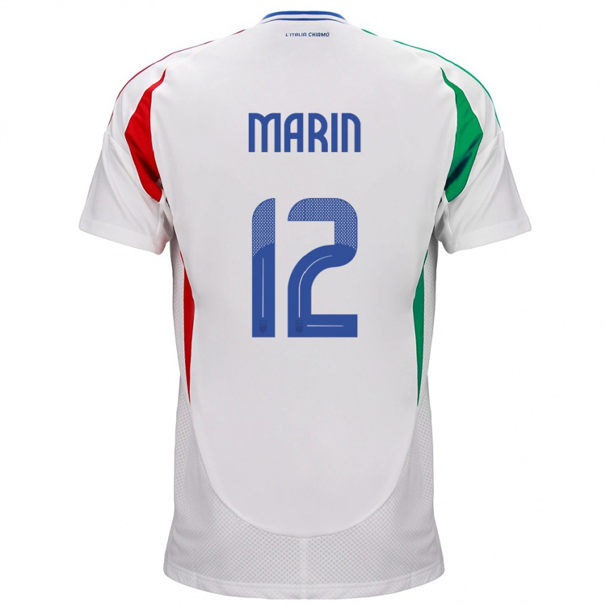 Mann Fotball Italia Renato Marin #12 Hvit Bortetrøye Drakt Trøye 24-26 Skjorter