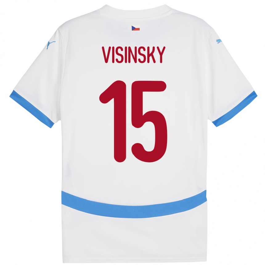 Mann Fotball Tsjekkia Denis Visinsky #15 Hvit Bortetrøye Drakt Trøye 24-26 Skjorter