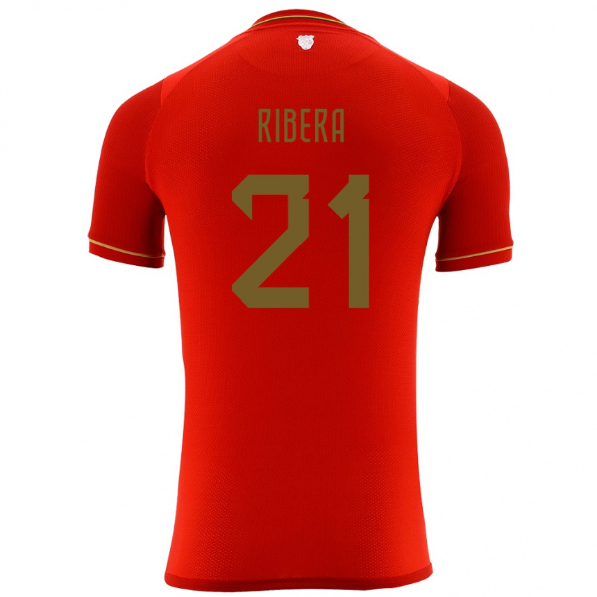 Mann Fotball Bolivia Daniel Ribera #21 Rød Bortetrøye Drakt Trøye 24-26 Skjorter