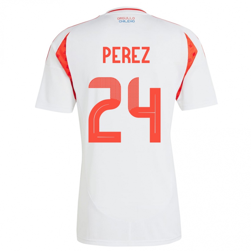 Mann Fotball Chile César Pérez #24 Hvit Bortetrøye Drakt Trøye 24-26 Skjorter