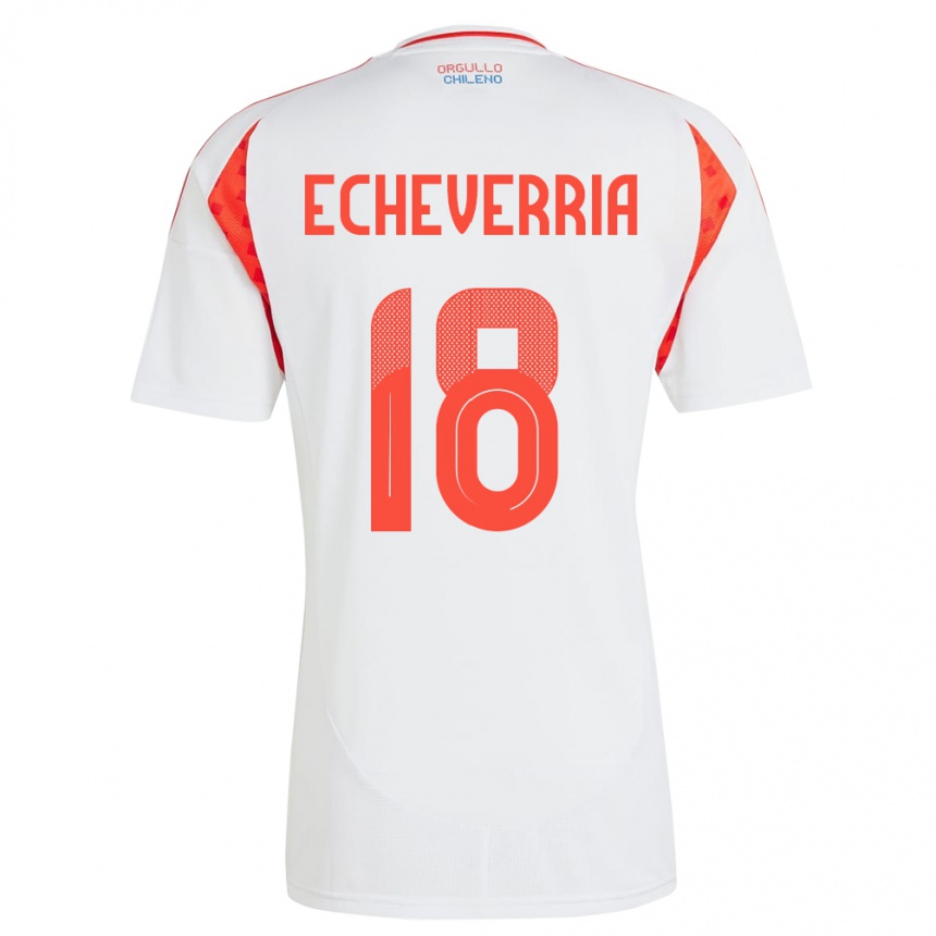 Mann Fotball Chile Rodrigo Echeverría #18 Hvit Bortetrøye Drakt Trøye 24-26 Skjorter