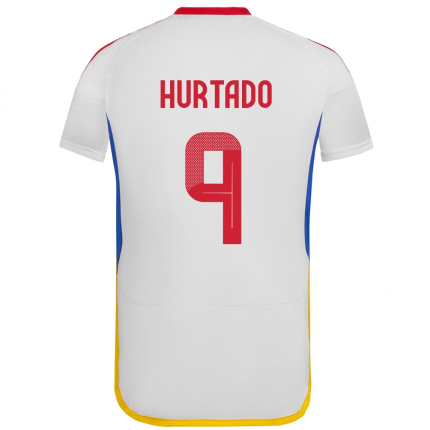 Mann Fotball Venezuela Jan Hurtado #9 Hvit Bortetrøye Drakt Trøye 24-26 Skjorter