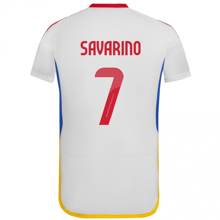 Mann Fotball Venezuela Jefferson Savarino #7 Hvit Bortetrøye Drakt Trøye 24-26 Skjorter