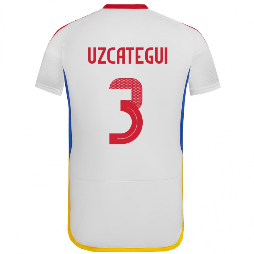 Mann Fotball Venezuela Rafael Uzcátegui #3 Hvit Bortetrøye Drakt Trøye 24-26 Skjorter