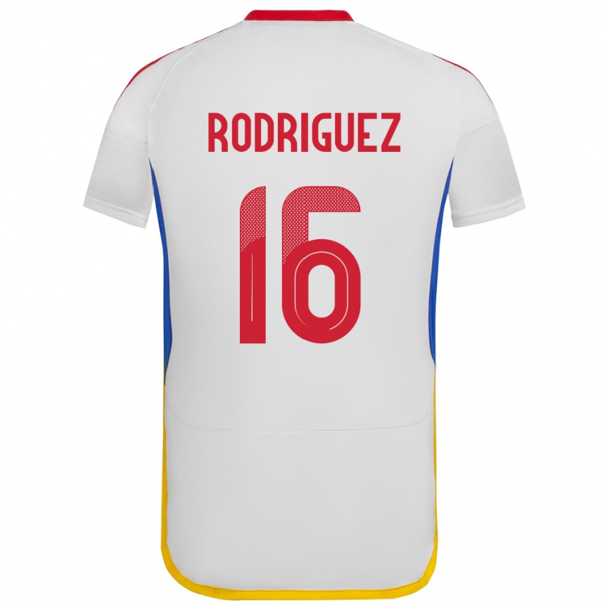 Mann Fotball Venezuela Arianna Rodríguez #16 Hvit Bortetrøye Drakt Trøye 24-26 Skjorter