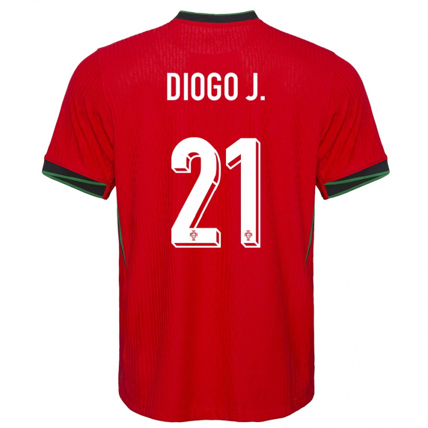 Dame Fotball Portugal Diogo Jota #21 Rød Hjemmetrøye Drakt Trøye 24-26 Skjorter