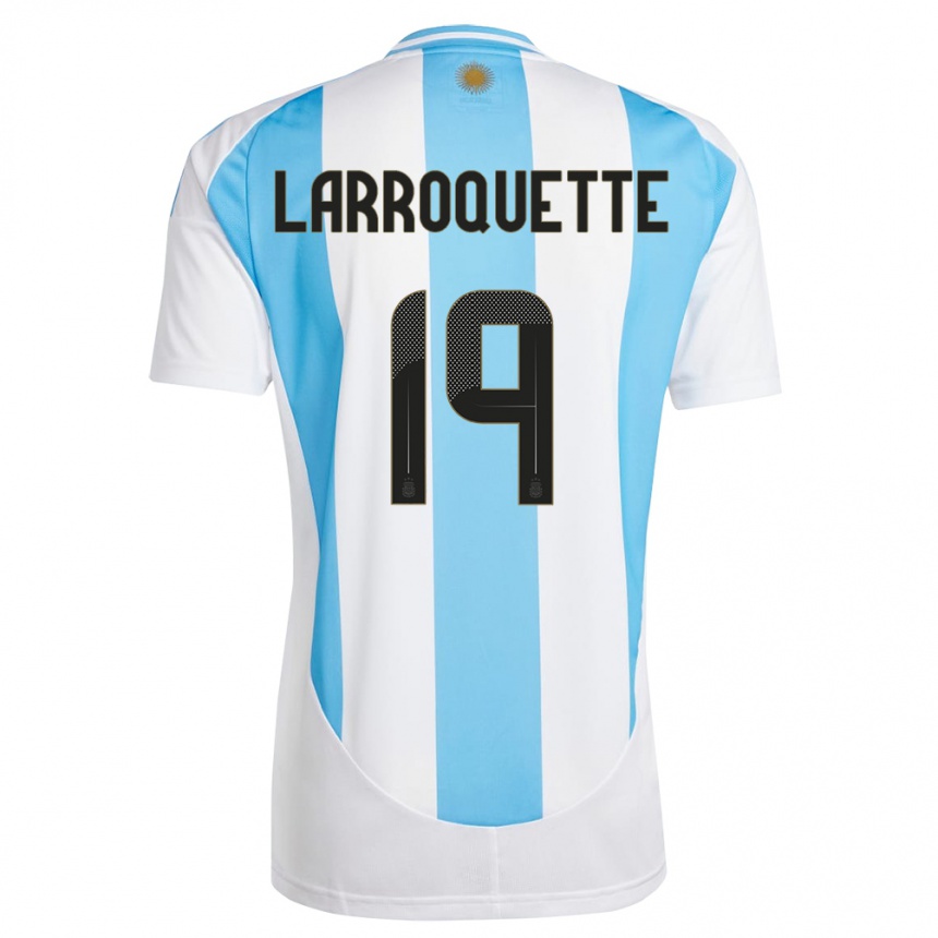 Dame Fotball Argentina Mariana Larroquette #19 Hvit Blå Hjemmetrøye Drakt Trøye 24-26 Skjorter