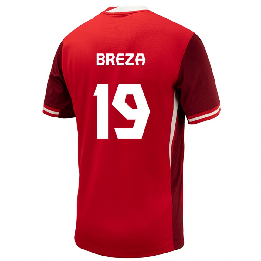 Dame Fotball Canada Sebastian Breza #19 Rød Hjemmetrøye Drakt Trøye 24-26 Skjorter