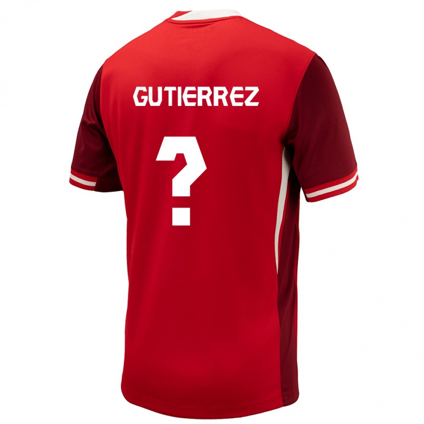 Dame Fotball Canada Cristián Gutiérrez #0 Rød Hjemmetrøye Drakt Trøye 24-26 Skjorter