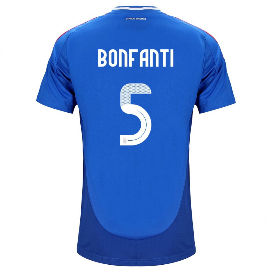 Dame Fotball Italia Giovanni Bonfanti #5 Blå Hjemmetrøye Drakt Trøye 24-26 Skjorter