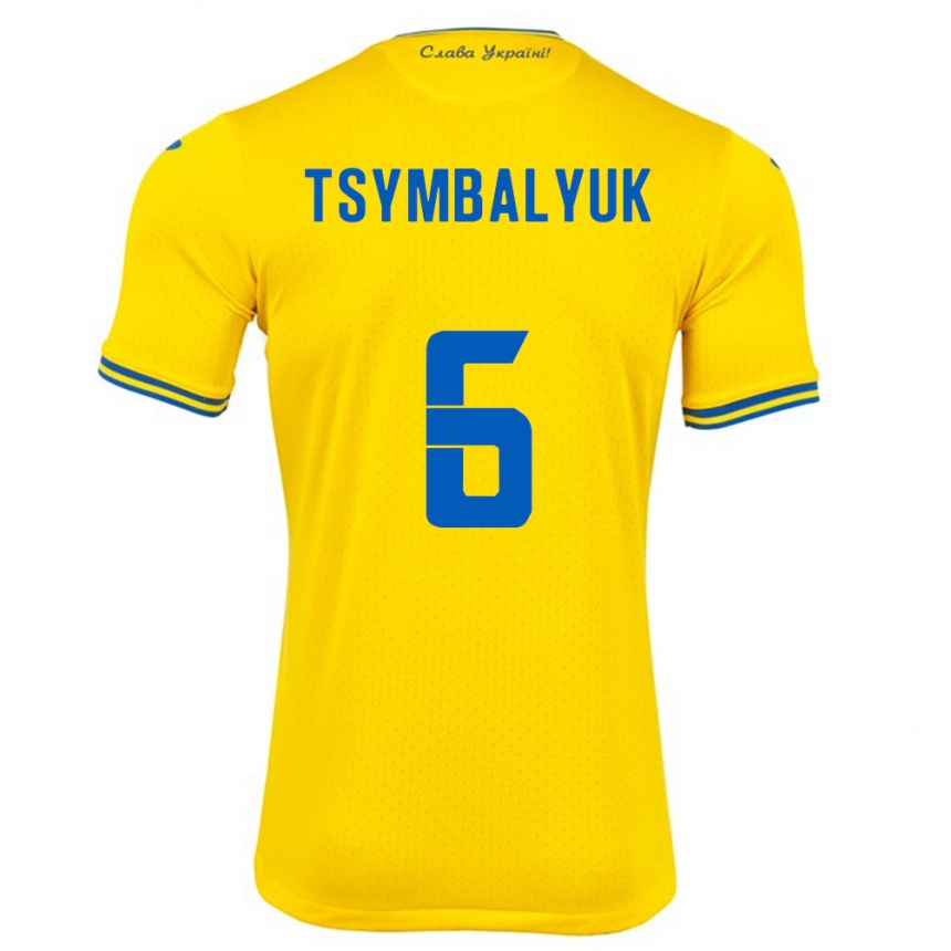 Dame Fotball Ukraina Maksym Tsymbalyuk #6 Gul Hjemmetrøye Drakt Trøye 24-26 Skjorter