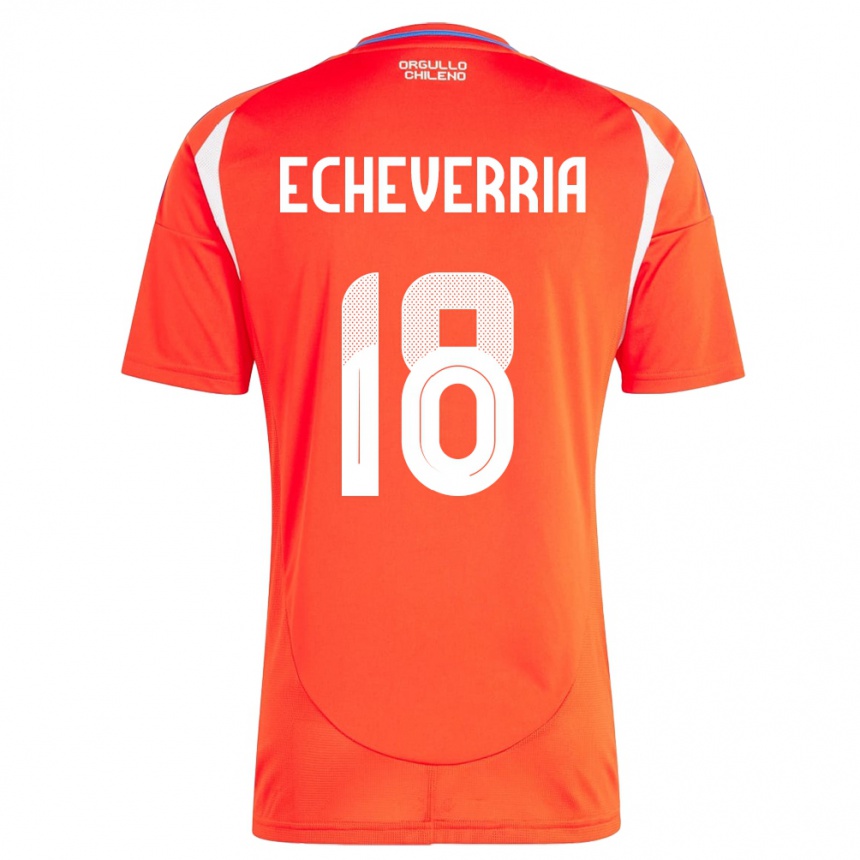 Dame Fotball Chile Rodrigo Echeverría #18 Rød Hjemmetrøye Drakt Trøye 24-26 Skjorter