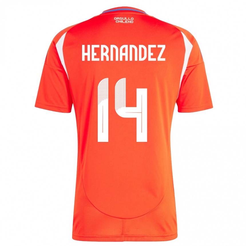 Dame Fotball Chile Leandro Hernández #14 Rød Hjemmetrøye Drakt Trøye 24-26 Skjorter