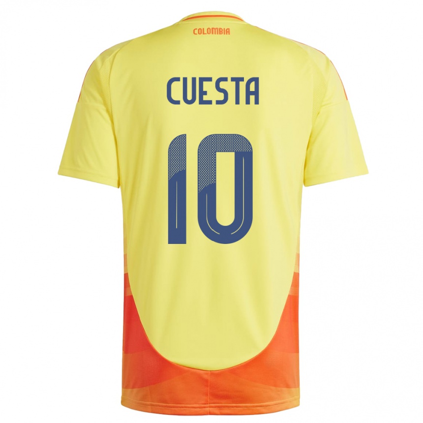 Dame Fotball Colombia Yisela Cuesta #10 Gul Hjemmetrøye Drakt Trøye 24-26 Skjorter