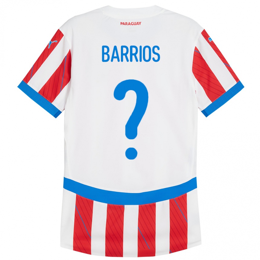 Dame Fotball Paraguay Fabio Barrios #0 Hvit Rød Hjemmetrøye Drakt Trøye 24-26 Skjorter