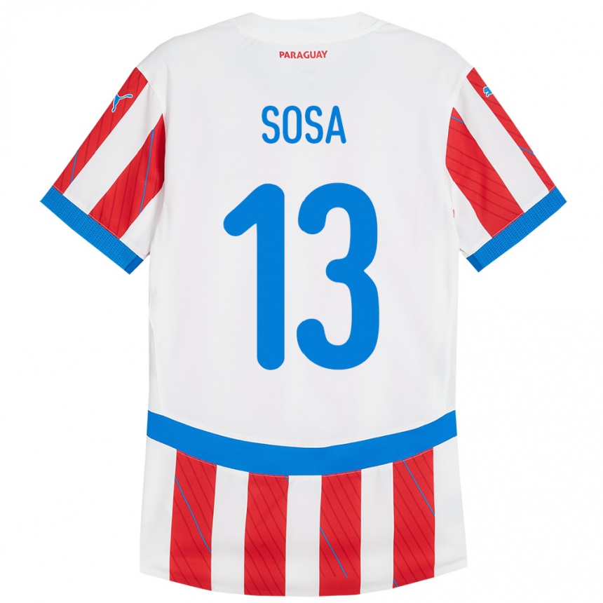 Dame Fotball Paraguay Alex Sosa #13 Hvit Rød Hjemmetrøye Drakt Trøye 24-26 Skjorter