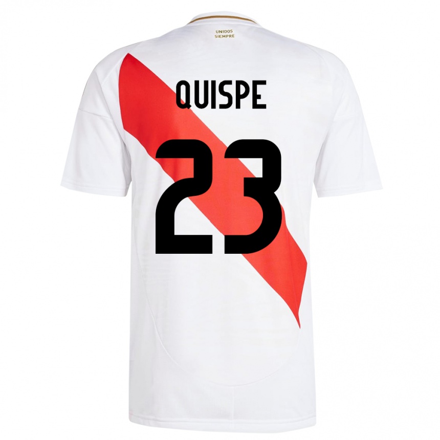 Dame Fotball Peru Piero Quispe #23 Hvit Hjemmetrøye Drakt Trøye 24-26 Skjorter