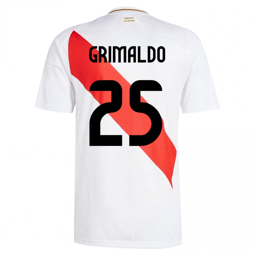 Dame Fotball Peru Joao Grimaldo #25 Hvit Hjemmetrøye Drakt Trøye 24-26 Skjorter