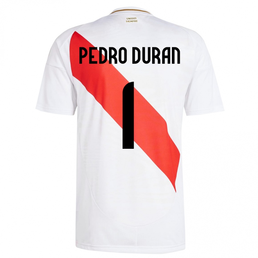 Dame Fotball Peru Juan Pedro Durán #1 Hvit Hjemmetrøye Drakt Trøye 24-26 Skjorter