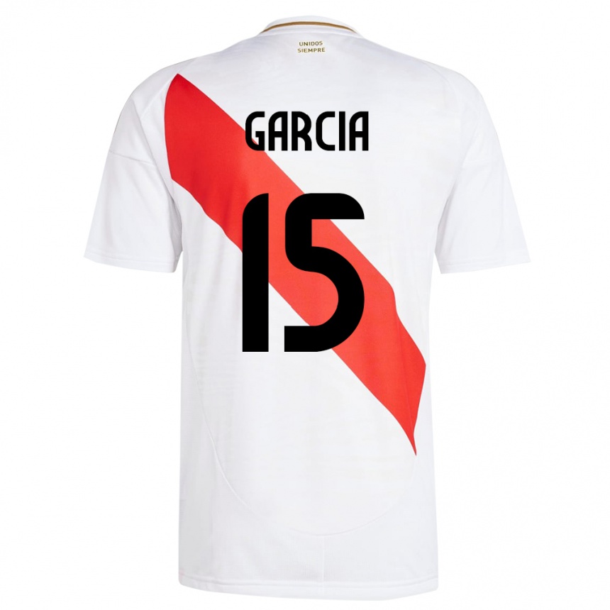 Dame Fotball Peru Jonathan García #15 Hvit Hjemmetrøye Drakt Trøye 24-26 Skjorter