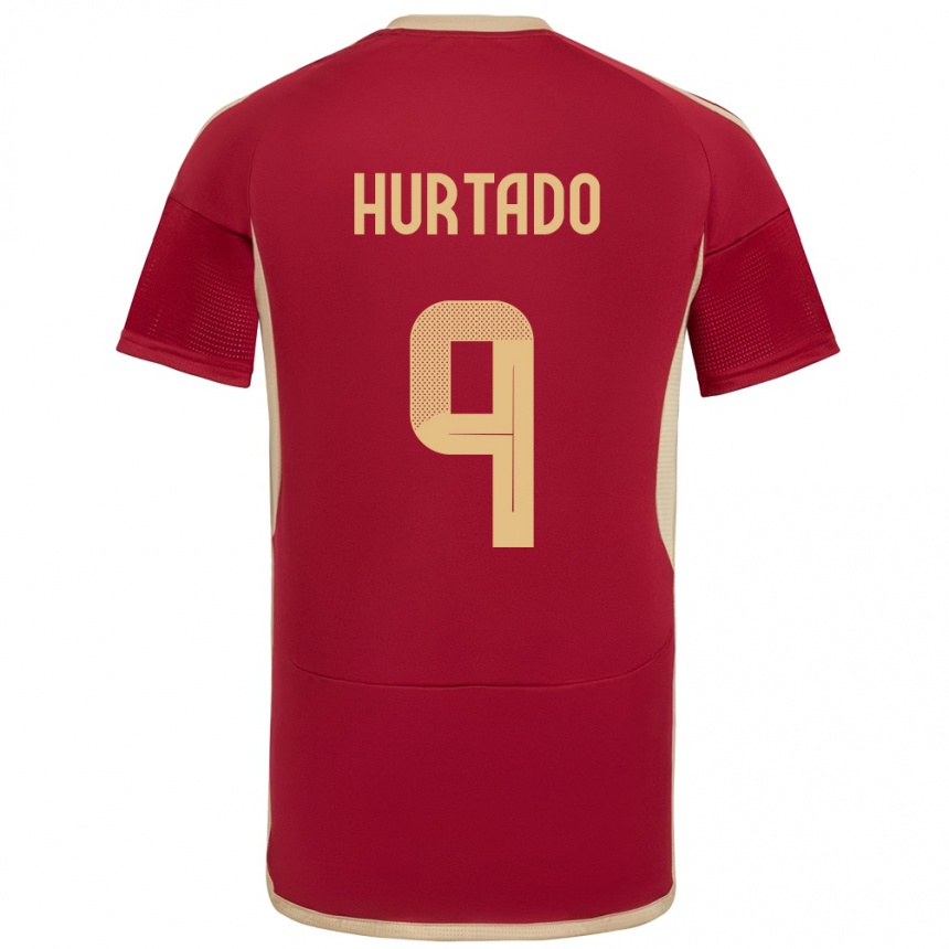 Dame Fotball Venezuela Jan Hurtado #9 Burgunder Hjemmetrøye Drakt Trøye 24-26 Skjorter