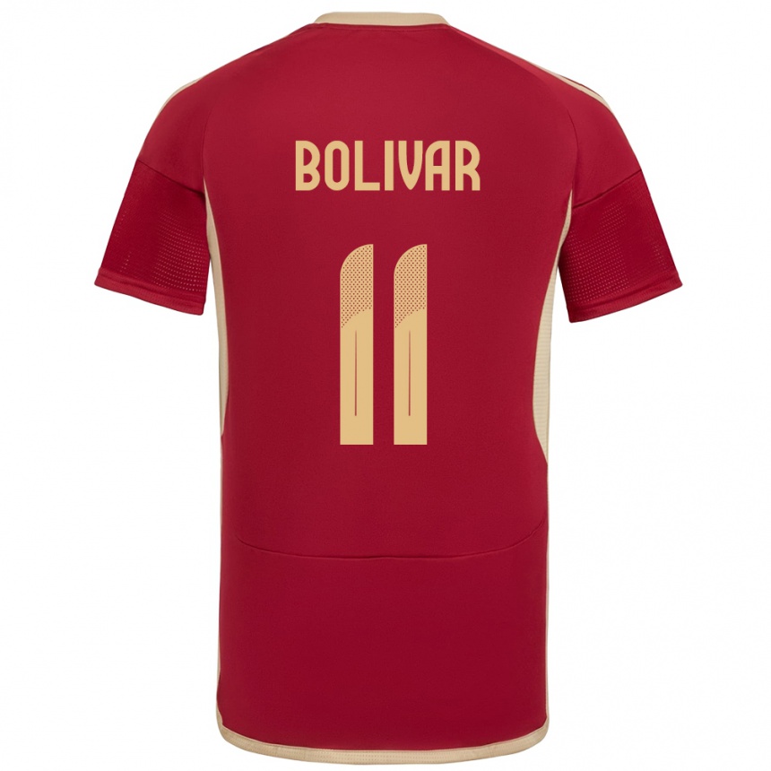 Dame Fotball Venezuela Jovanny Bolívar #11 Burgunder Hjemmetrøye Drakt Trøye 24-26 Skjorter