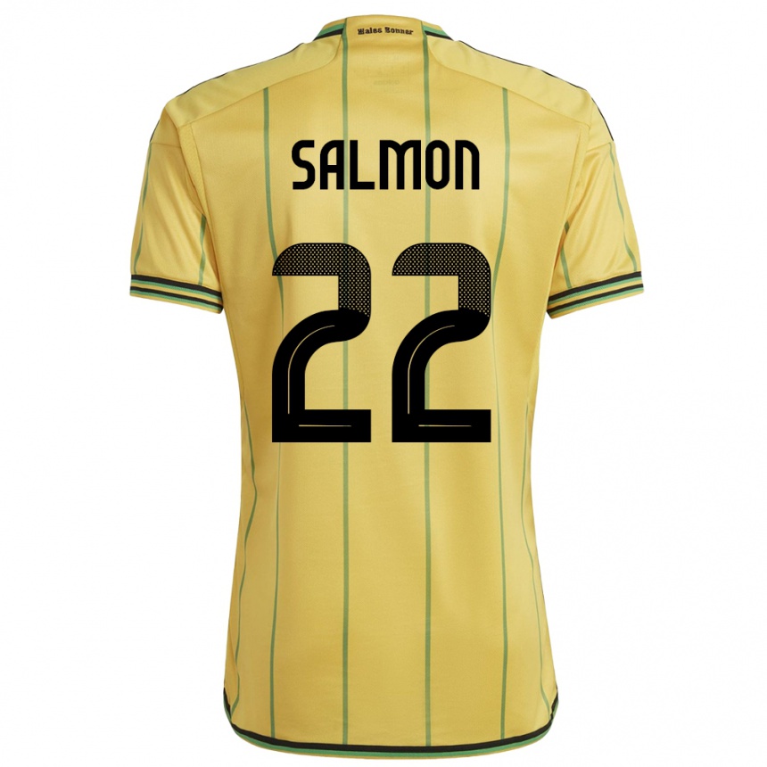 Dame Fotball Jamaica Christina Salmon #22 Gul Hjemmetrøye Drakt Trøye 24-26 Skjorter