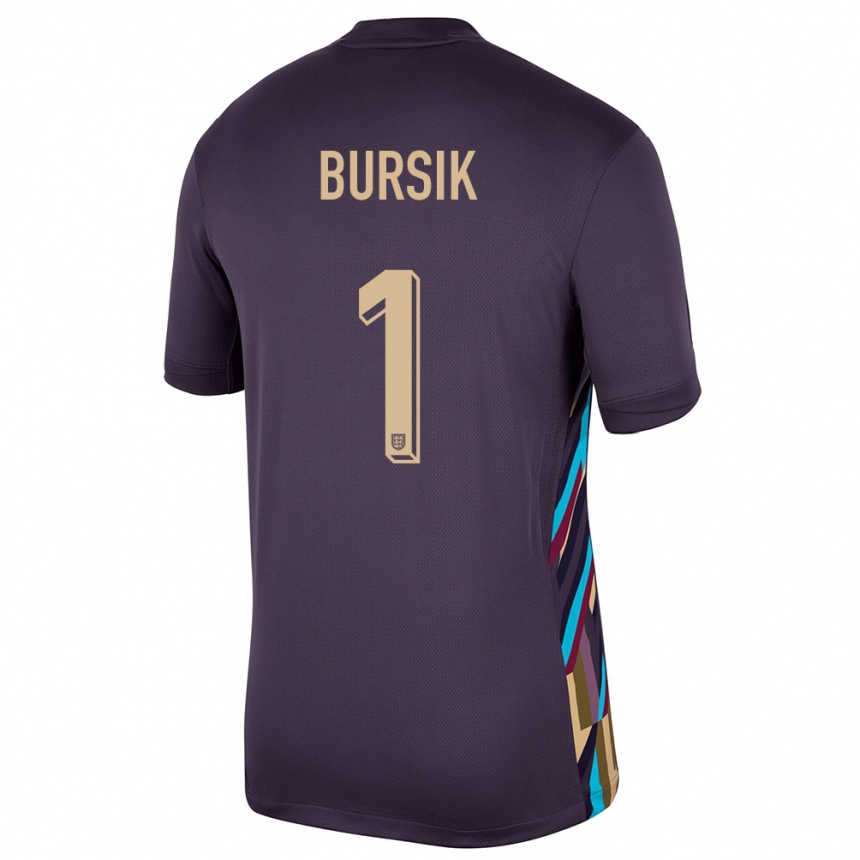 Dame Fotball England Josef Bursik #1 Mørk Rosin Bortetrøye Drakt Trøye 24-26 Skjorter