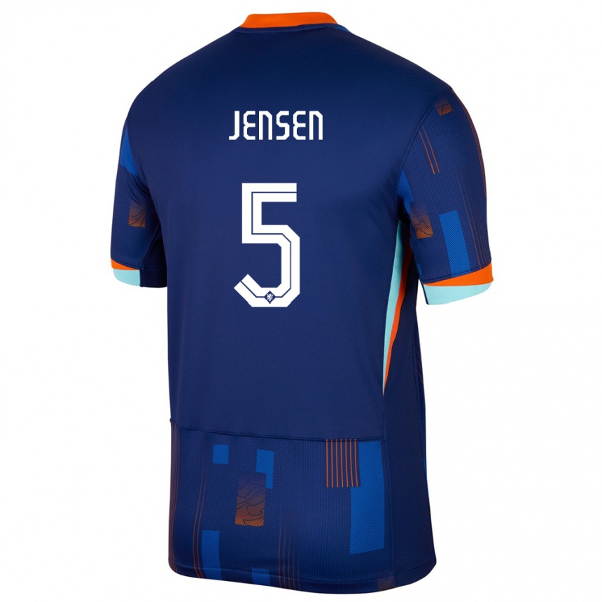 Dame Fotball Nederland Koen Jensen #5 Blå Bortetrøye Drakt Trøye 24-26 Skjorter