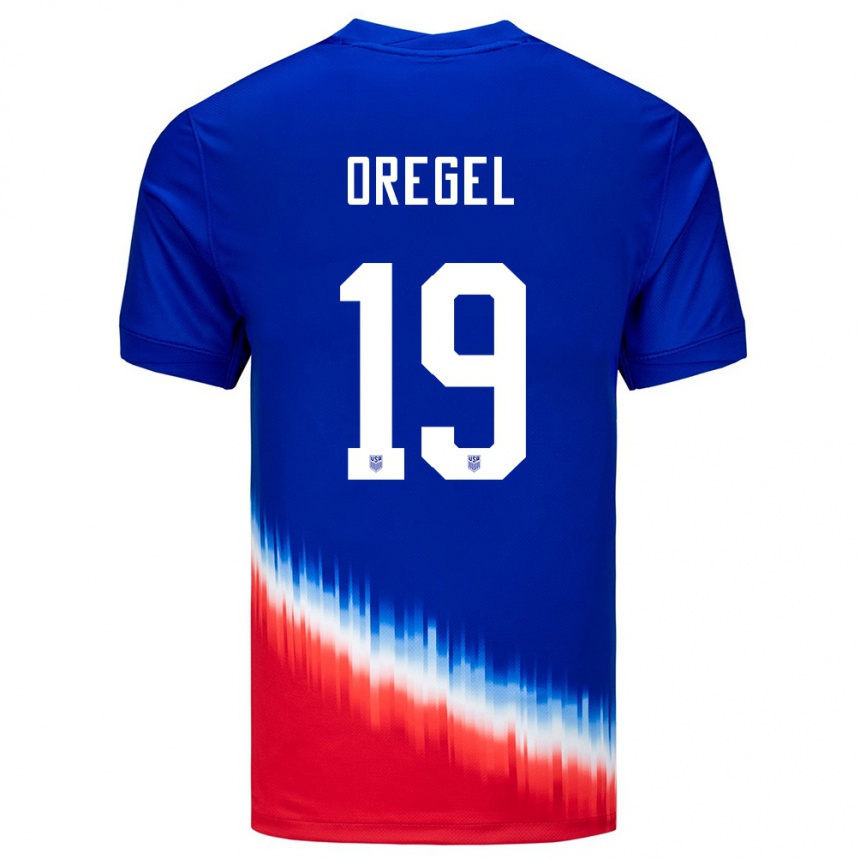 Dame Fotball Usa Sergio Oregel #19 Blå Bortetrøye Drakt Trøye 24-26 Skjorter