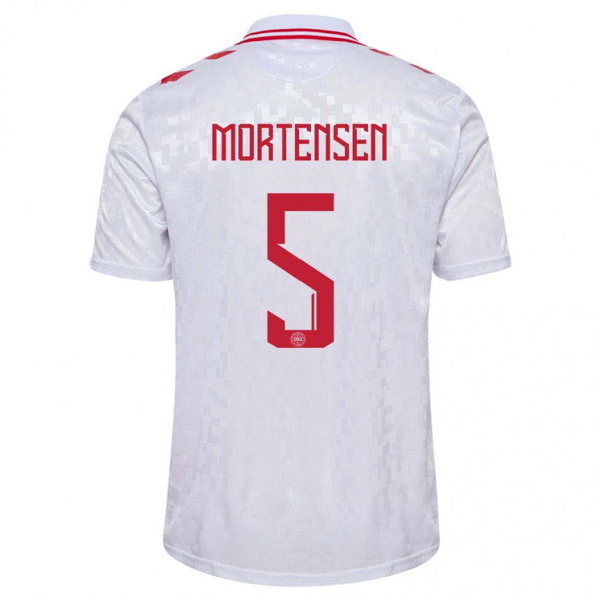 Dame Fotball Danmark Gustav Mortensen #5 Hvit Bortetrøye Drakt Trøye 24-26 Skjorter