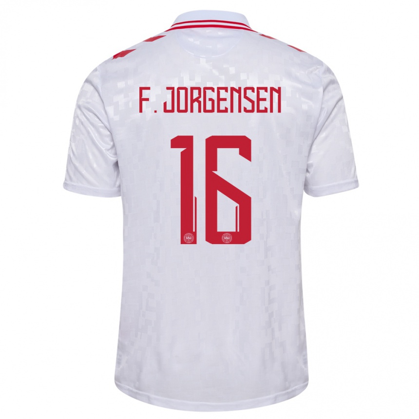 Dame Fotball Danmark Filip Jorgensen #16 Hvit Bortetrøye Drakt Trøye 24-26 Skjorter