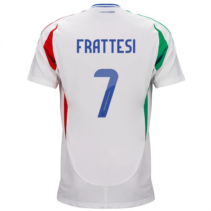 Dame Fotball Italia Davide Frattesi #7 Hvit Bortetrøye Drakt Trøye 24-26 Skjorter