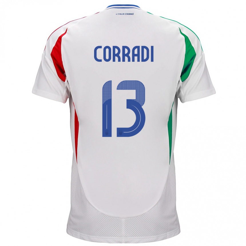 Dame Fotball Italia Christian Corradi #13 Hvit Bortetrøye Drakt Trøye 24-26 Skjorter