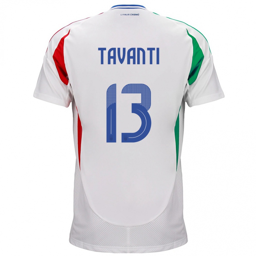 Dame Fotball Italia Samuele Tavanti #13 Hvit Bortetrøye Drakt Trøye 24-26 Skjorter