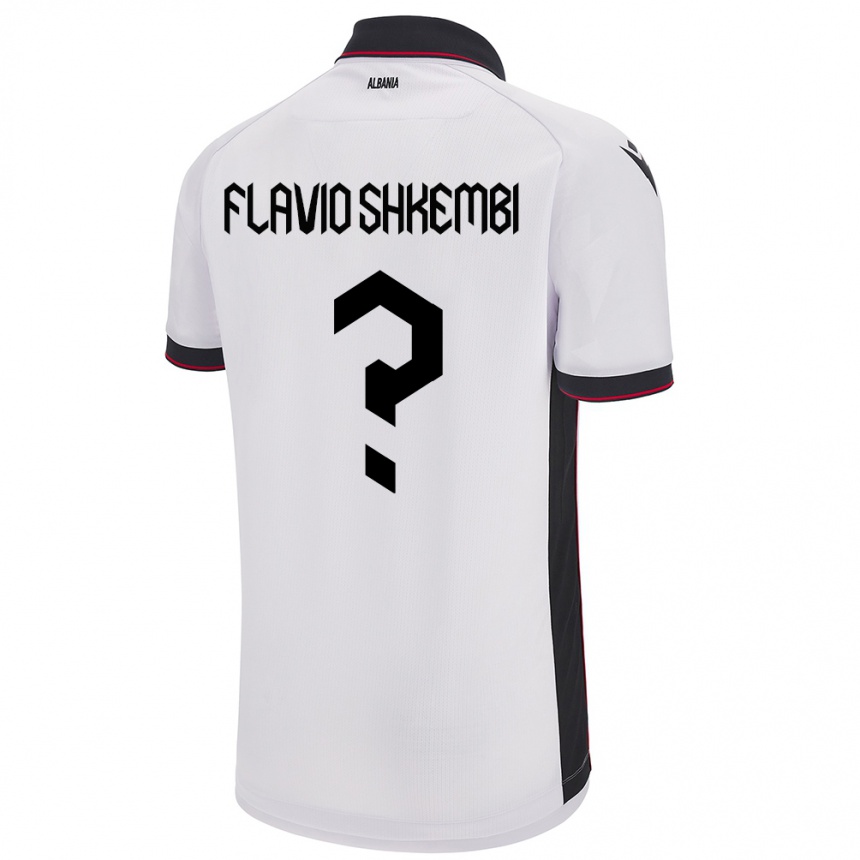 Dame Fotball Albania Flavio Shkembi #0 Hvit Bortetrøye Drakt Trøye 24-26 Skjorter