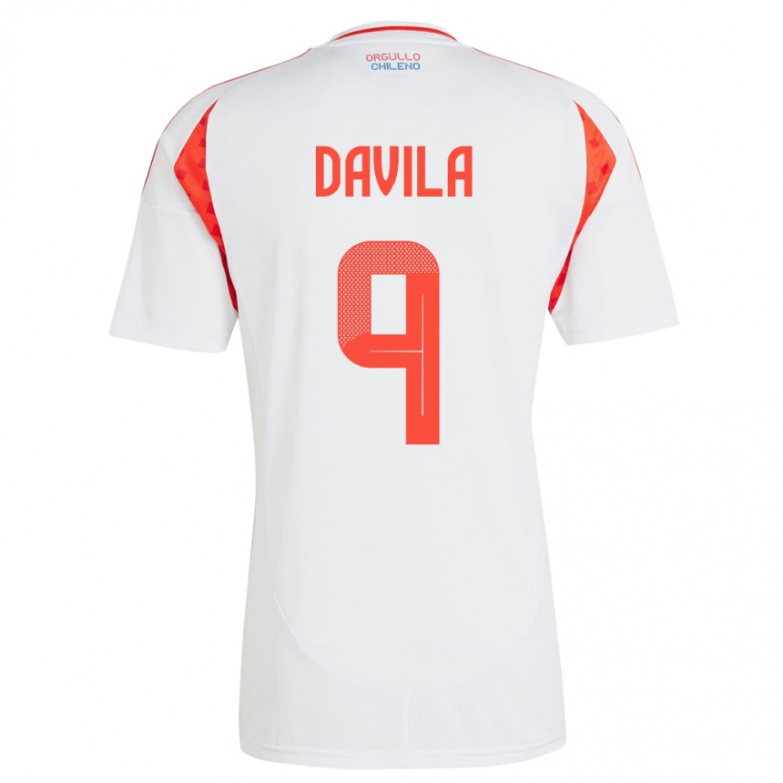 Dame Fotball Chile Víctor Dávila #9 Hvit Bortetrøye Drakt Trøye 24-26 Skjorter