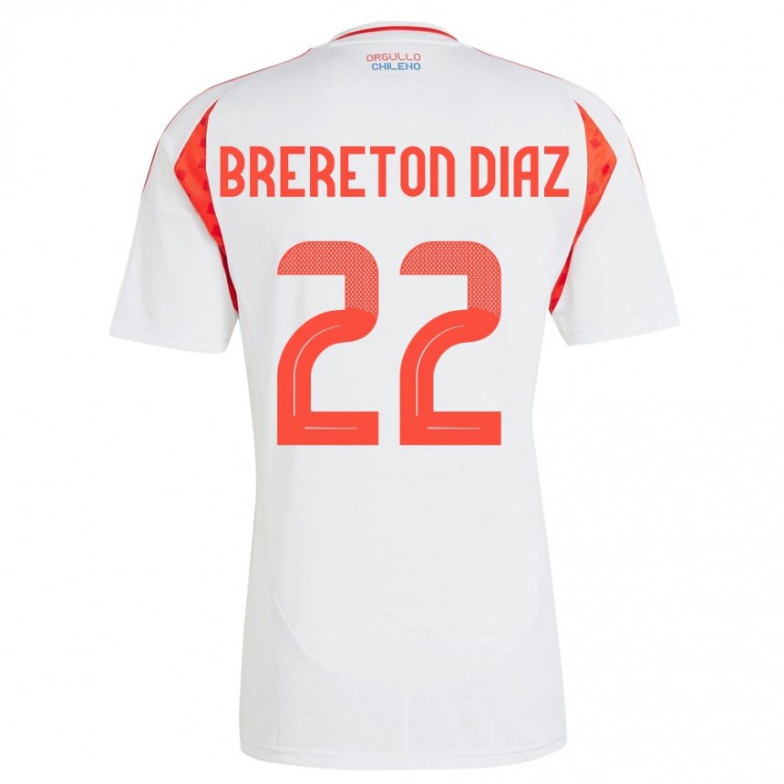 Dame Fotball Chile Ben Brereton Díaz #22 Hvit Bortetrøye Drakt Trøye 24-26 Skjorter