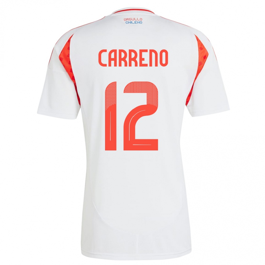 Dame Fotball Chile Diego Carreño #12 Hvit Bortetrøye Drakt Trøye 24-26 Skjorter