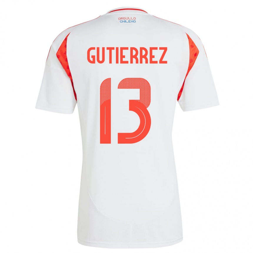 Dame Fotball Chile Daniel Gutiérrez #13 Hvit Bortetrøye Drakt Trøye 24-26 Skjorter